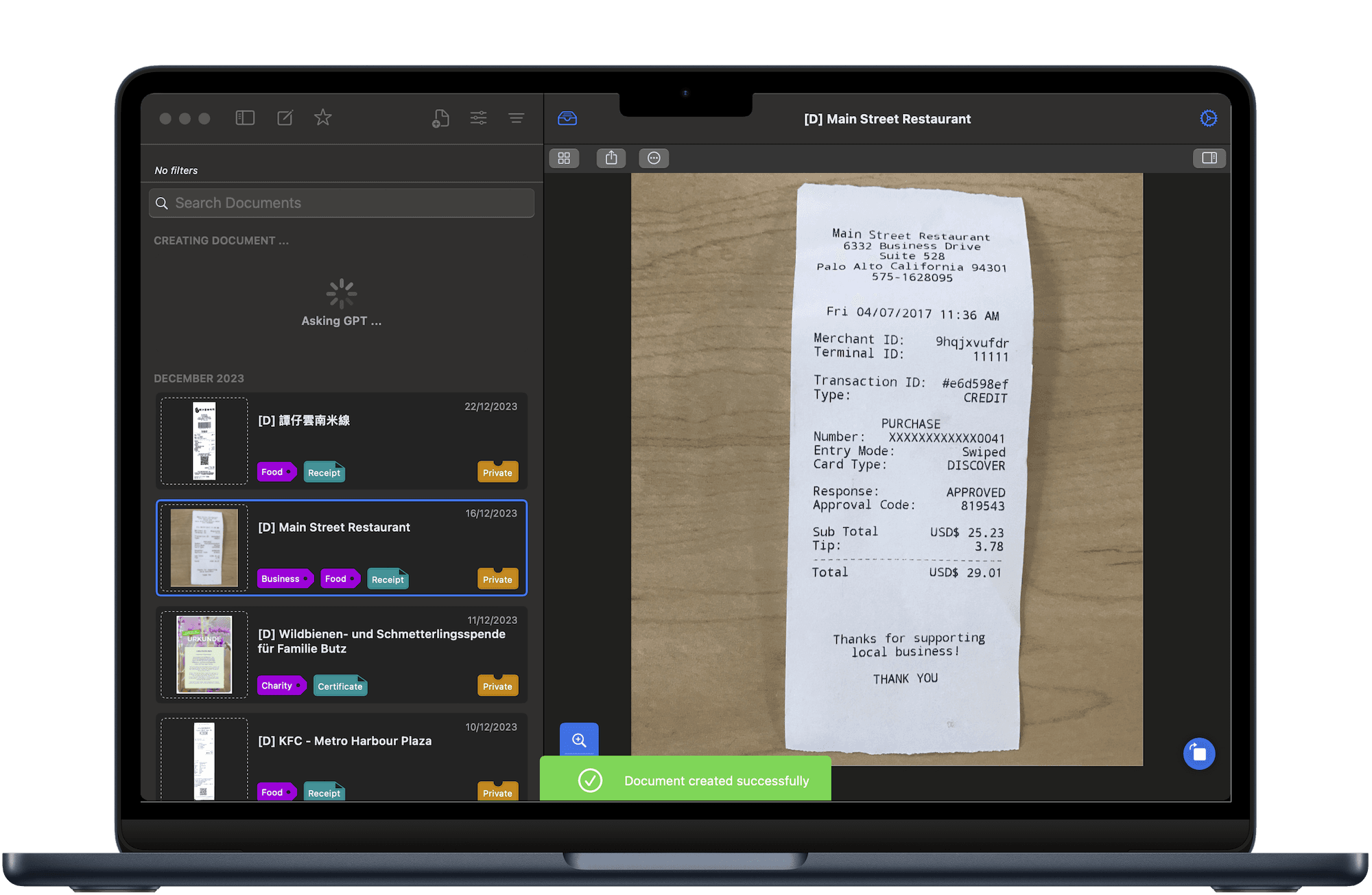 MacOS AI document properties detection